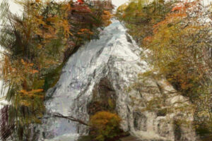 湯滝　秋イラスト