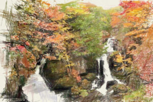 竜頭ノ滝　秋イラスト