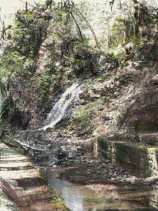 日光　白糸の滝イラスト